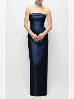 Alfred Sung Eliza Bow Back Strapless Satin
Column Gown